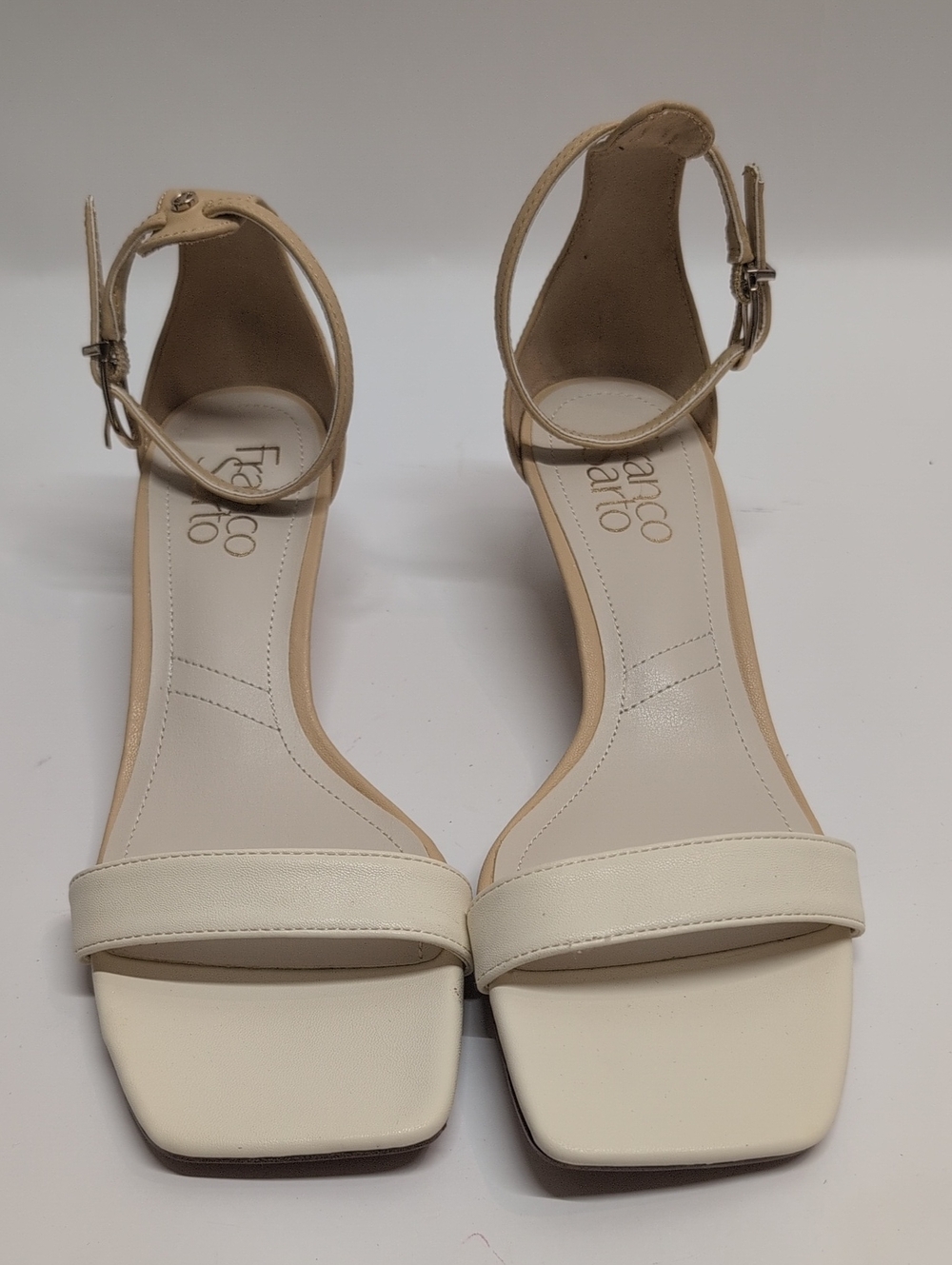 Franco Sarto Ivory Ankle-Strap Block Heel Sandals